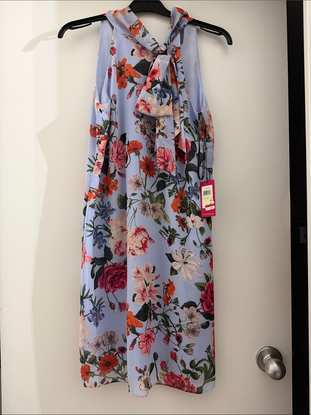 Light Blue Floral Halter Tie Kids Dress Size 4